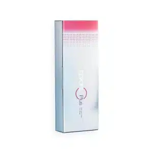 A rectangular, silver box with the text "REVOFIL PLUS" in pink and white. The top portion of the box has a gradient pink design, and the overall layout is sleek and modern.