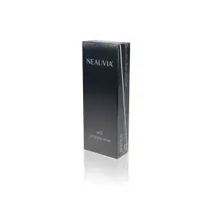 A rectangular, black box of NEAUVIA™ ORGANIC INTENSE MAN skincare product is shown standing upright. The packaging is sleek, with the product name and brand clearly visible in white text. The box appears to be sealed in clear plastic wrapping.