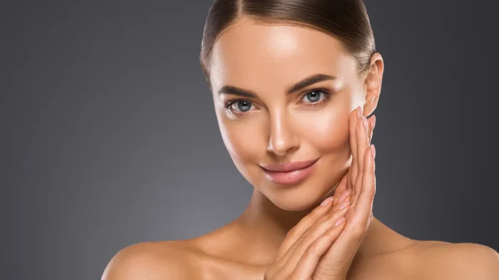 Woman with glowing skin.