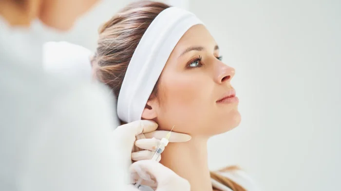 Woman getting an injection.